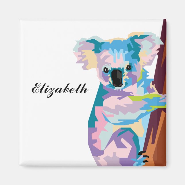 Personlig Colorful Pop Art Koala Magnet (Framsidan)