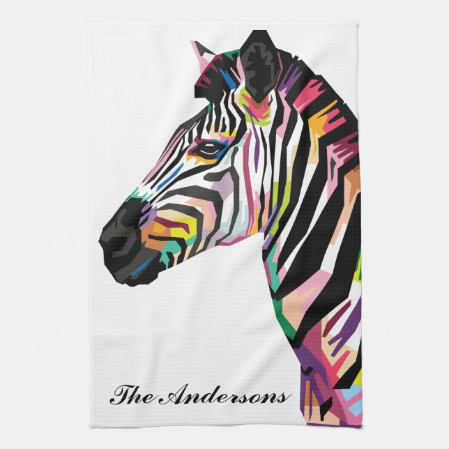 Personlig Colorful Pop Art Zebra Kökshandduk (Vertikal)