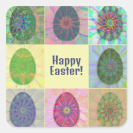 Personlig Colorful Roligt Art Påskägg Collage Fyrkantigt Klistermärke