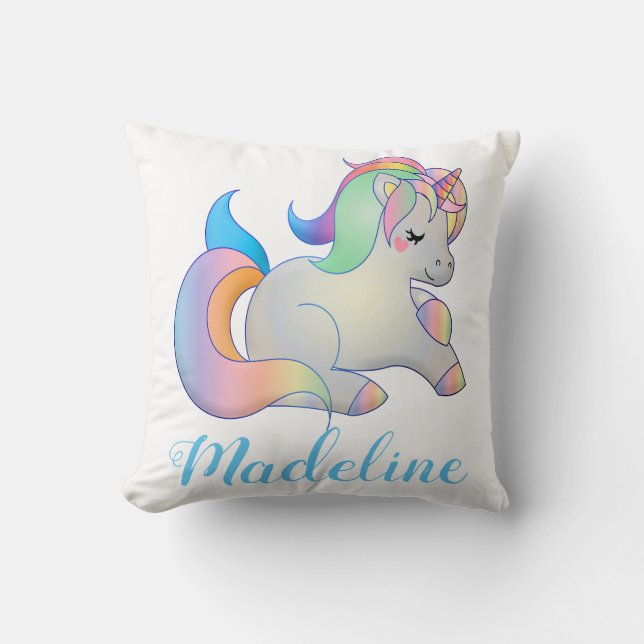 Personlig Colorful Unicorn Kudde (Framsida)