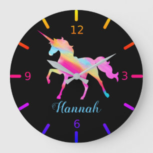 Personlig Colorful Unicorn Stor Klocka