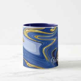 Personlig Combo Mugg: Blått och Guld-accent Mugg