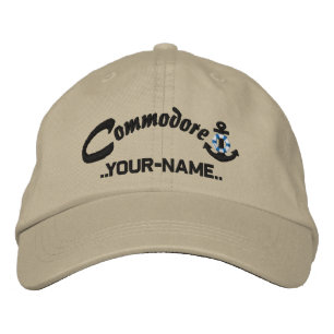 Personlig Commodore Livräddare Ankare Namn Svart Broderad Keps