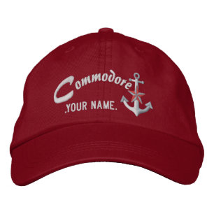 Personlig Commodore Nautilusankare Namn Vit Broderad Keps