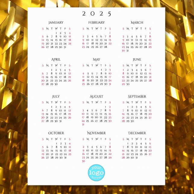 Personlig Company Business Logotyp 2025 - kalender Poster (Personalized Company Business Logo 2025 Calendar Poster)