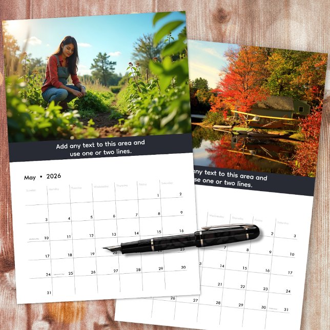 Personlig Company Logotyp och Photos Neutralt Gråt Kalender (Skapare uppladdad)