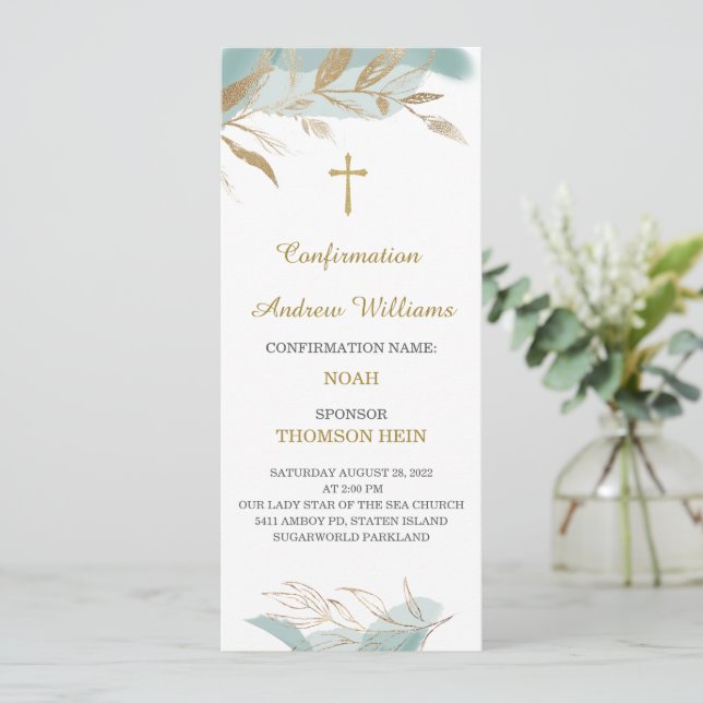 Personlig Confirmation Boy Prayer Card Meny (Stående Fram)
