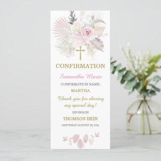 Personlig Confirmation Girl Prayer Card Meny