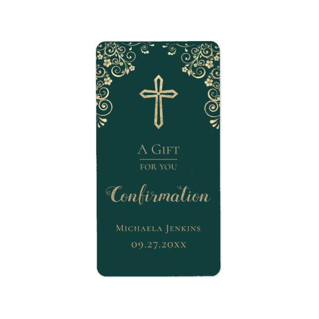 Personlig Confirmation Guld Hand Sanitizer Adressetikett (Framsidan)