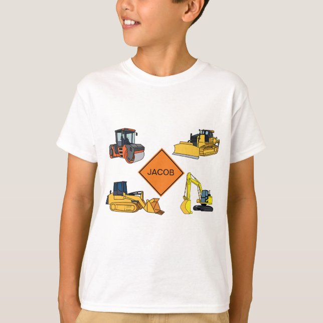 Personlig Construction Fordon Illustrations T Shirt (Framsida)