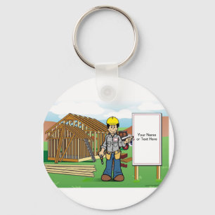 Personlig Construction, Home Builder Tecknad TW Nyckelring
