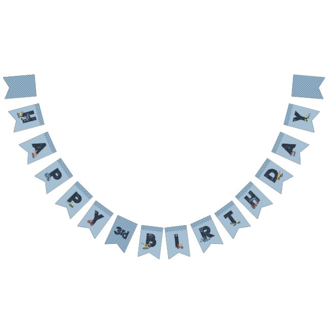 Personlig Construction Lastbil Grattis på födelsed Vimplar (Alla)