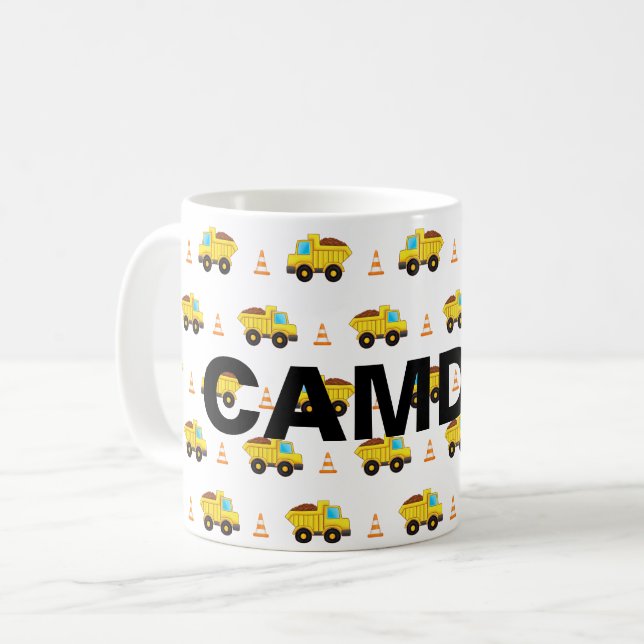 Personlig Construction Lastbilar mönster Kaffemugg (Framsida vänster)