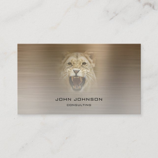 Personlig Consulting Lejon Sepia Metallic Steel Visitkort (Framsida)