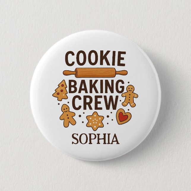 Personlig Cookie Baking Crew - Anpassat namn Knapp (Framsida)