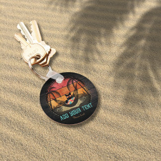 Personlig Cool Cat Tropical Escape Rund Nyckelring
