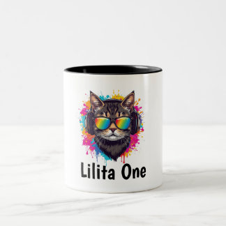 Personlig cool kattmugg med solglasögon | Anpassad Två-Tonad Mugg