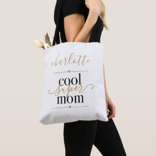Personlig Cool Super Mamma Svart Och Guld Tygkasse