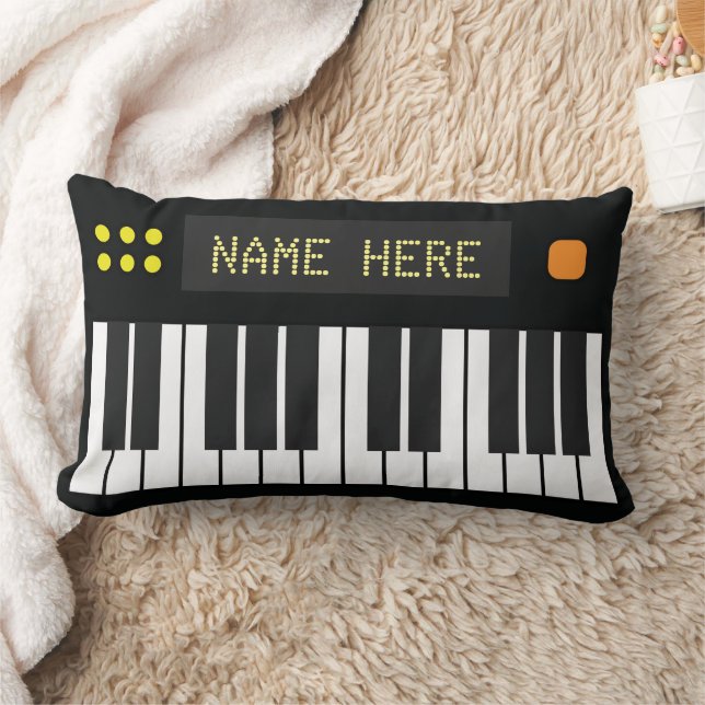Personlig Coola Black Tangentbord Music Lumbarkudde (Filt)