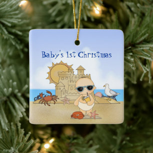 Personlig Coola Boy Beach Baby 1st jul Julgransprydnad Keramik