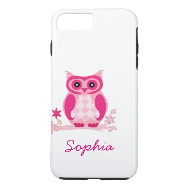 Personlig Coola Cute Unik Groovy Rosa Uggla Case-Mate iPhone Skal (Baksida)