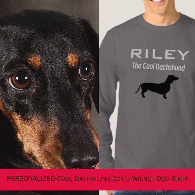 PERSONLIG Coola Dachshund Doxie Wiener Hund T Shirt (PERSONALIZED Cool Dachshund Doxie Wiener Dog Long Sleeve T-Shirt)