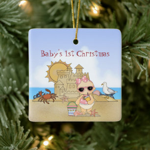 Personlig Coola Girl Beach Baby 1st jul Julgransprydnad Keramik