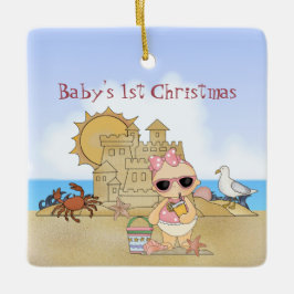 Personlig Coola Girl Beach Baby 1st jul Julgransprydnad Keramik