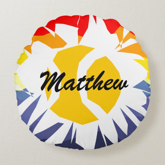 Personlig coola gult tennis boll, användarnamn rund kudde (Framsidan)