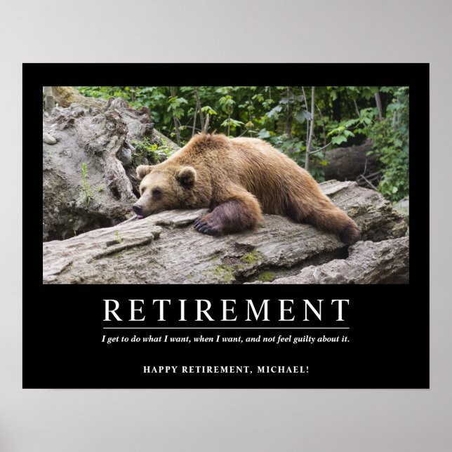 Personlig Coola Laxning Bear Anpassningsbar Pensio Poster (Framsidan)