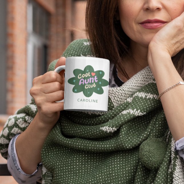 Personlig Coola Moster Klubb Gift for Auntie Retro Kaffemugg (Skapare uppladdad)