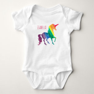 Personlig Coola Regnbåge Unicorn Watercolor Baby T-shirt