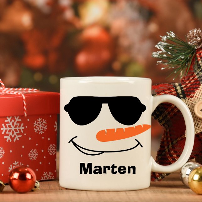 Personlig Coola Sunglass Snögubbe Kaffemugg (Personalized Cool Sunglasses Snowman Coffee Mug
)