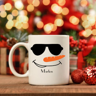 Personlig Coola Sunglass Snögubbe Kaffemugg