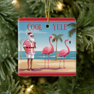 Personlig Coola Yule Santa Beach-julen Julgransprydnad Keramik