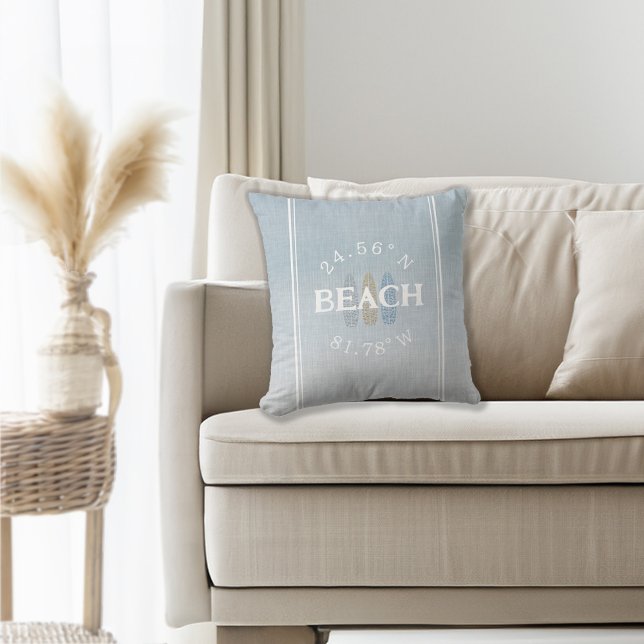 Personlig Coordinates Beach Kudde (Personalized Coordinates Beach Throw Pillow)