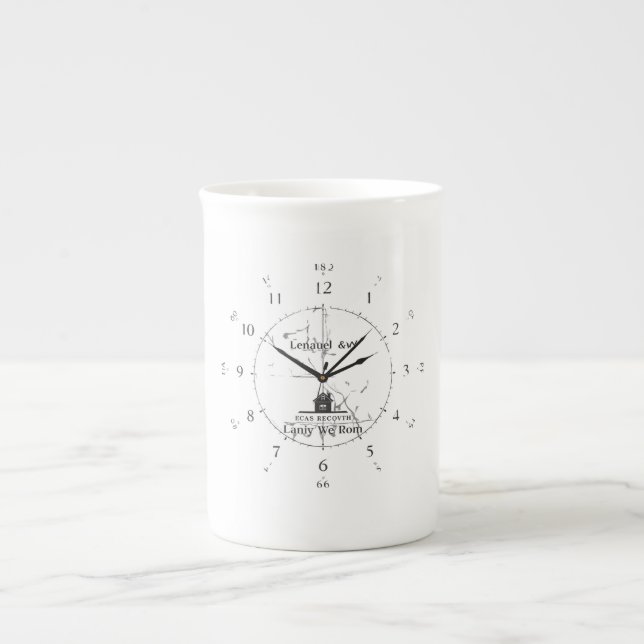 Personlig Coordinates Home Print | Anpassningsbar  Benporslin Mugg (Framsidan)