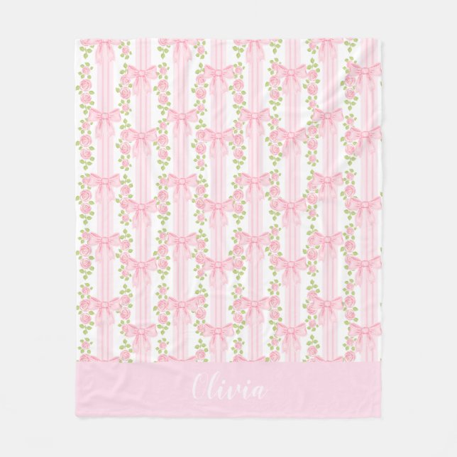 Personlig coquette bow for flicka, plantskolefluga fleecefilt (Framsidan)
