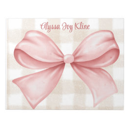 Personlig Coquette bow gingham-bakgrund Anteckningsblock