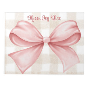 Personlig Coquette bow gingham-bakgrund Anteckningsblock