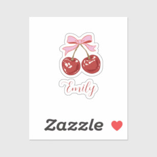 Personlig Coquette Cherry Bow Namn Klistermärken