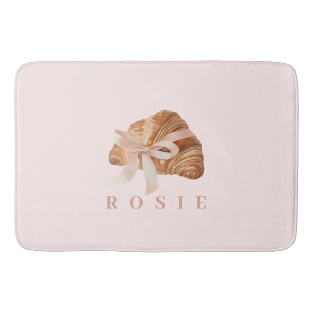 Personlig Coquette Croissant Rosa Ribbon Badrumsmatta (Framsidan)