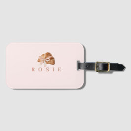 Personlig Coquette Croissant Rosa Ribbon Bagagebricka