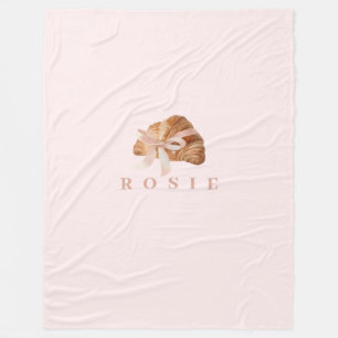 Personlig Coquette Croissant Rosa Ribbon Fleecefilt