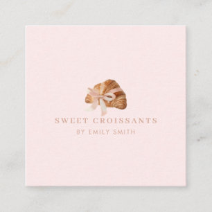 Personlig Coquette Croissant Rosa Ribbon Fyrkantigt Visitkort