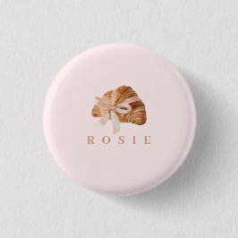 Personlig Coquette Croissant Rosa Ribbon Knapp
