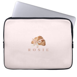 Personlig Coquette Croissant Rosa Ribbon Laptop Fodral