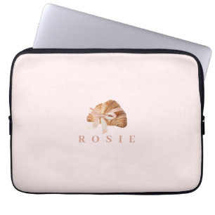 Personlig Coquette Croissant Rosa Ribbon Laptop Fodral