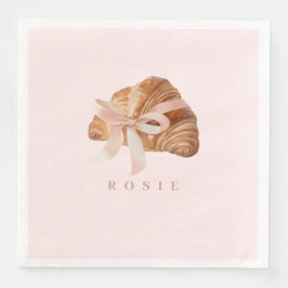 Personlig Coquette Croissant Rosa Ribbon Pappersservett