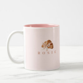 Personlig Coquette Croissant Rosa Ribbon Två-Tonad Mugg